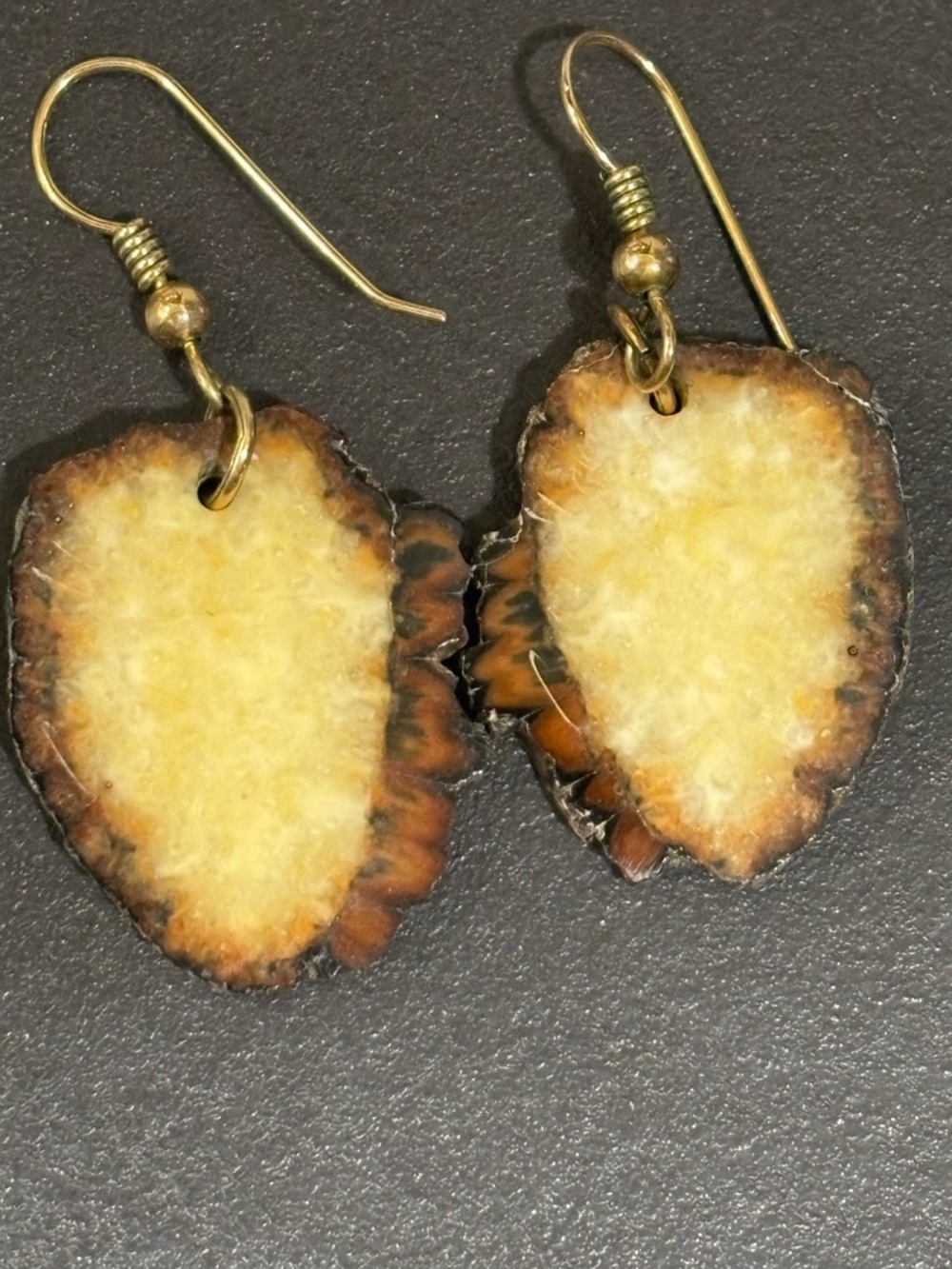 Handcrafted Caribou Antler Slice Drop Earrings native american